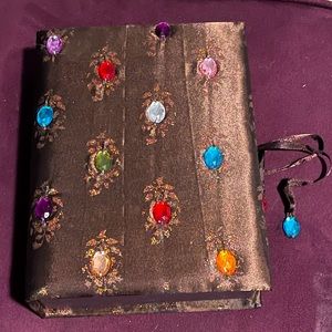 Empty Brown Box with Multicolored Glitter and Rhinestones